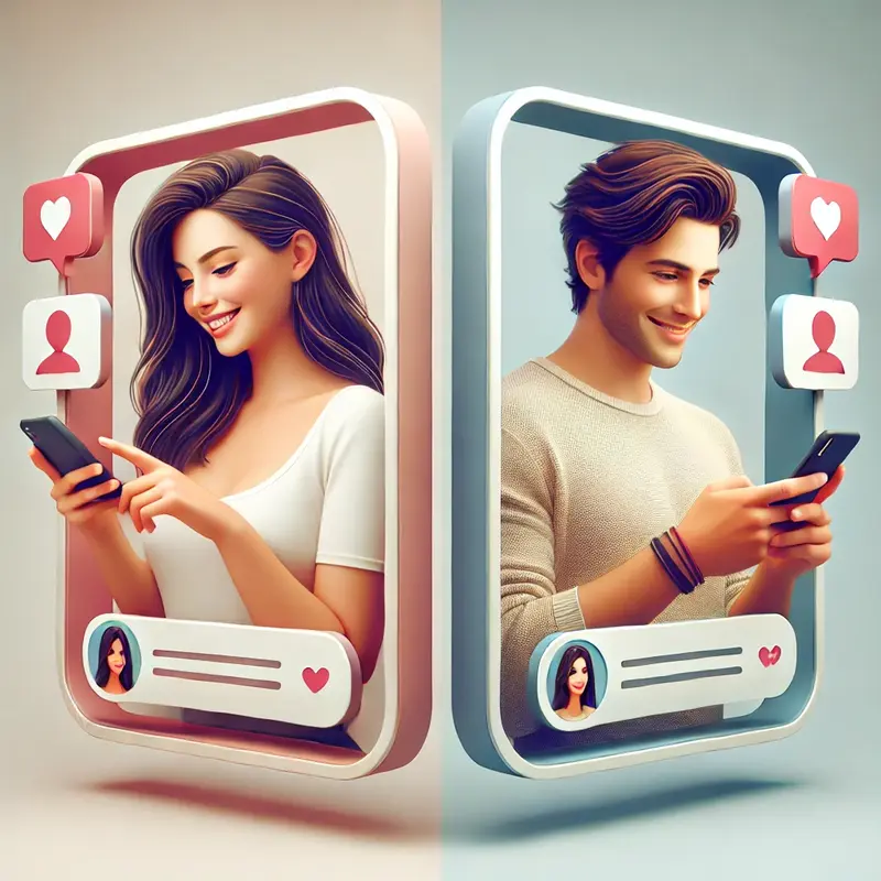 Girl and boy texting.